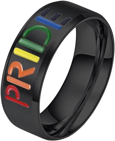 OAKKY للجنسين الفولاذ المقاوم للصدأ المثليين جنسيا مثليه LGBT مثلي الجنس قوس قزح العلم فخر خاتم الزفاف in Kuwait