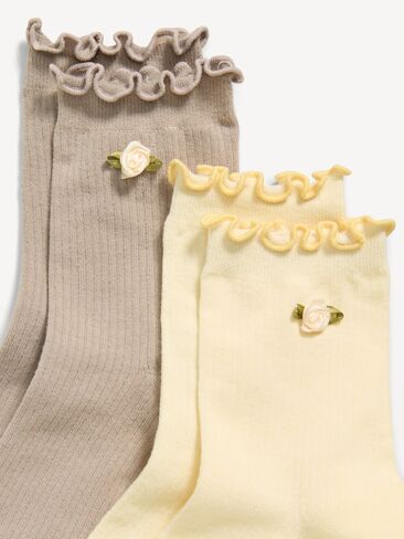 Old Navy Ruffled Quarter Crew Sock 2-Pack for Women - Cool Almond in Kuwait
