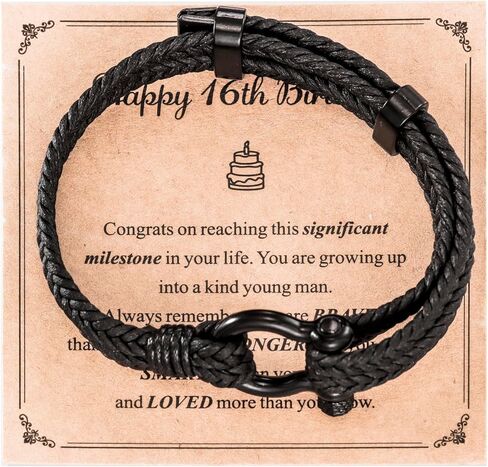 AHAETH 16 Year Old Birthday Gifts for Him Son Grandson Cool 16th yr Bday Jewelry Happy 16th Birthday Bracelet in Saudi Arabia