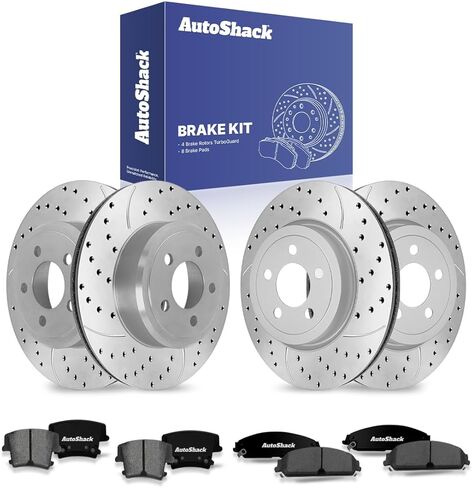 Autoshack Brake Kit Platection for Chrysler 300 Dodge Magnum 2006-2014 Charger 2009-2014 Challenger Front Pront Breated & Sloted Scoated Disced Brake Brake Pads SCD1057PR63025 in Saudi Arabia