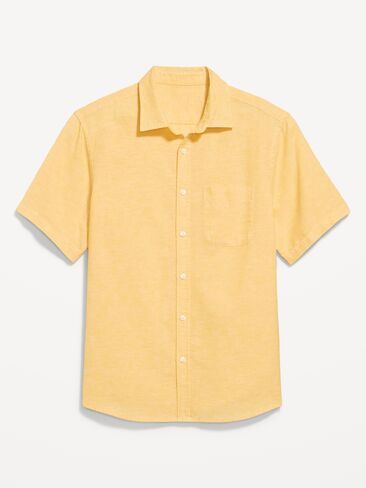 قميص Old Navy كلاسيكي مناسب للاستخدام اليومي من مزيج الكتان - يارو ذهبي in Kuwait