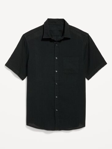 قميص Old Navy كلاسيكي مناسب للاستخدام اليومي من مزيج الكتان - بلاك جاك in Kuwait