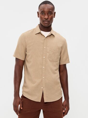 قميص Old Navy كلاسيكي مناسب للاستخدام اليومي من مزيج الكتان - LAUREL OAK in Kuwait