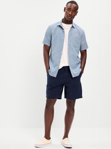 قميص Old Navy كلاسيكي مناسب للاستخدام اليومي من مزيج الكتان - MOONLIGHT OCEAN in Kuwait