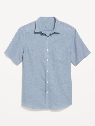 قميص Old Navy كلاسيكي مناسب للاستخدام اليومي من مزيج الكتان - MOONLIGHT OCEAN in Kuwait