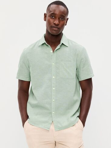 قميص Old Navy كلاسيكي مناسب للاستخدام اليومي من مزيج الكتان - MILKY JADE in Saudi Arabia