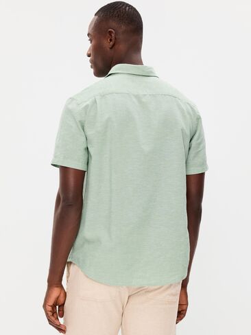 قميص Old Navy كلاسيكي مناسب للاستخدام اليومي من مزيج الكتان - MILKY JADE in Saudi Arabia