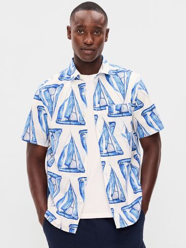 Old Navy Classic Fit Everyday Shirt - Blue Sailboats in Saudi Arabia