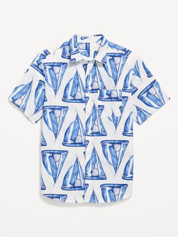 Old Navy Classic Fit Everyday Shirt - Blue Sailboats in Saudi Arabia