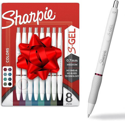 أقلام Sharpie S-Gel ، أقلام هلام برميل ، جسم بيرل أبيض ، نقطة متوسطة (0.7 مم) ، ألوان حبر جريئة ، 12 عددًا in Kuwait
