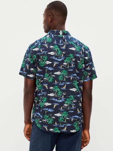 Old Navy Classic Fit Everyday Shirt - Blue Lagoon Scenic Print in Saudi Arabia