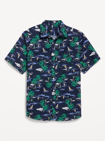 Old Navy Classic Fit Everyday Shirt - Blue Lagoon Scenic Print in Saudi Arabia