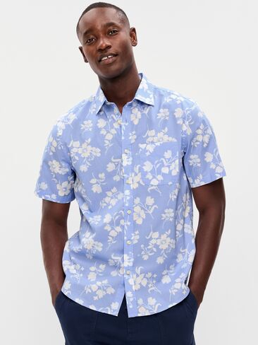 قميص Old Navy كلاسيكي مناسب للاستخدام اليومي - زهور زرقاء فاتحة in Saudi Arabia