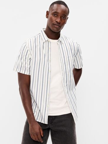 Old Navy Classic Fit Everday Shirt - Blue/White Stripe in Saudi Arabia