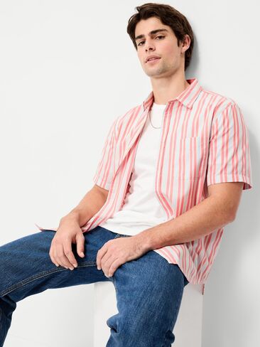 Old Navy Classic Fit Everday Shirt - Red Stripe in Saudi Arabia