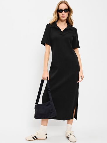 Old Navy Short-Sleeve Polo Midi Dress - Black Jack in Saudi Arabia