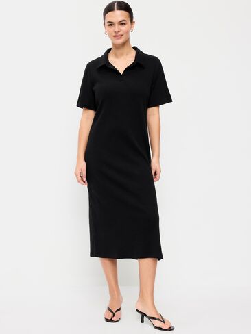 Old Navy Short-Sleeve Polo Midi Dress - Black Jack in Saudi Arabia