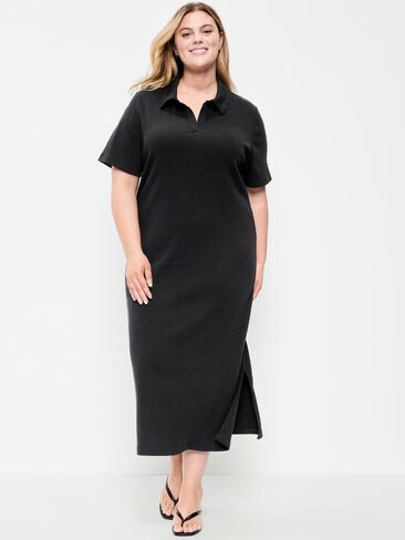 Old Navy Short-Sleeve Polo Midi Dress - Black Jack in Saudi Arabia