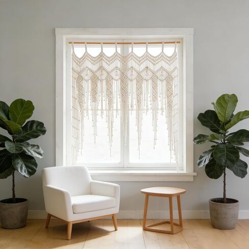 ستارة Macrame الستارة لنوافذ المطبخ 41.33 * 53.15 بوصة ستائر مزرعة بوهو لغرفة النوم نافذة شرابات أوراق الستارة علاجات لغرفة المعيشة المطبخ الحمام ديكور الحائط in Saudi Arabia