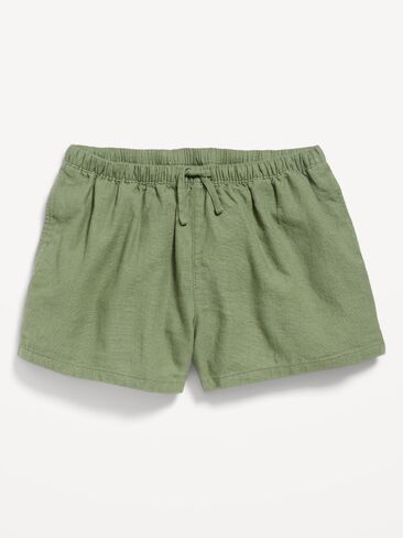 Old Navy Linen-Blend Shorts for Girls - Olive Through This in Saudi Arabia