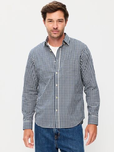 قميص بوبلين منقوش بقصة كلاسيكية من Old Navy - قماش قطني كحلي in Saudi Arabia