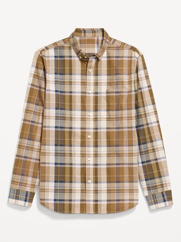 Old Navy Classic Fit Everyday Plaid Poplin Shirt - Brown Plaid in Saudi Arabia