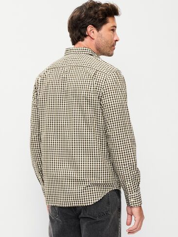 Old Navy Classic Fit Everyday Plaid Poplin Shirt - Olive Gingham in Saudi Arabia