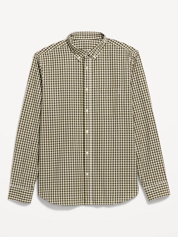 Old Navy Classic Fit Everyday Plaid Poplin Shirt - Olive Gingham in Saudi Arabia