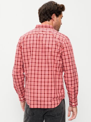 Old Navy Classic Fit Everyday Plaid Poplin Shirt - Red Gingham in Saudi Arabia