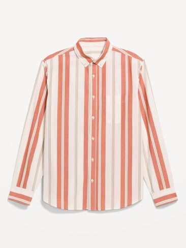 Old Navy Classic Fit Everyday Striped Poplin Shirt - Bold Orange Stripe in Saudi Arabia