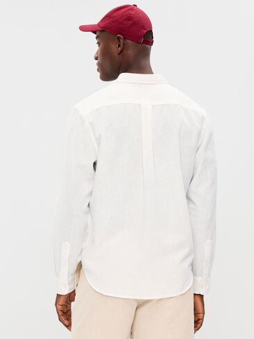 Old Navy Classic Fit Linen-Blend Shirt - White Lilies in Saudi Arabia