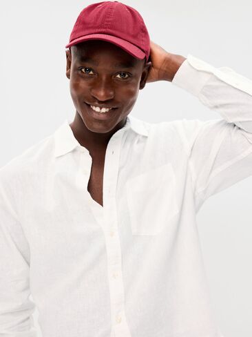 Old Navy Classic Fit Linen-Blend Shirt - White Lilies in Saudi Arabia