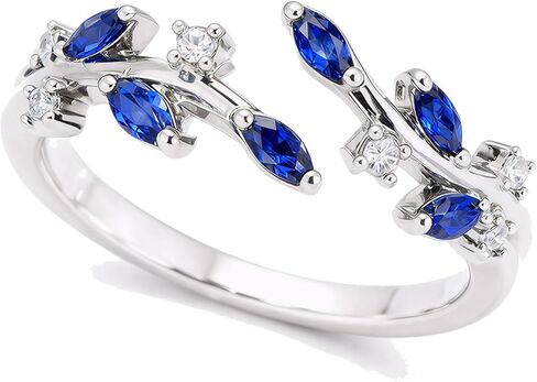 Adjustable Open Leaf & Vine Ring with Gemstone & Diamond | Cuff Deco Ring for Women Men | Adjustable Cuff Vine Leaf Deco Rings in Kuwait