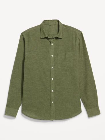 قميص Old Navy ذو قصة كلاسيكية من مزيج الكتان - ماتشا جرين in Saudi Arabia