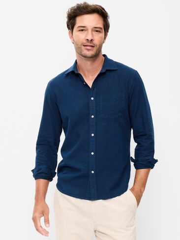 Old Navy Classic Fit Linen-Blend Shirt - OBSCURE NIGHT in Saudi Arabia