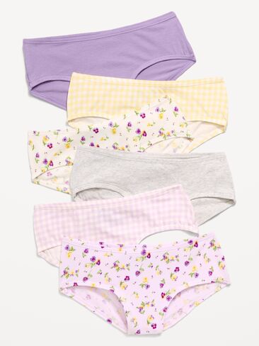 Old Navy Hipster Underwear 6-Pack for Girls - Purple Gingham in Saudi Arabia