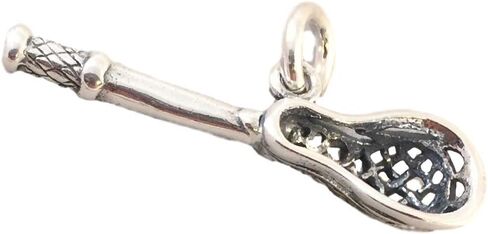 925 Sterling Silver 3-D LACROSSE STICK CHARM Pendant Crosse Field Box Intercross Player New .925 Bracelet Charm SP65 in Saudi Arabia