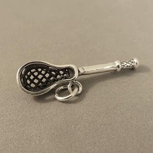 925 Sterling Silver 3-D LACROSSE STICK CHARM Pendant Crosse Field Box Intercross Player New .925 Bracelet Charm SP65 in Saudi Arabia