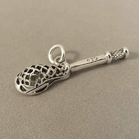 925 Sterling Silver 3-D LACROSSE STICK CHARM Pendant Crosse Field Box Intercross Player New .925 Bracelet Charm SP65 in Saudi Arabia