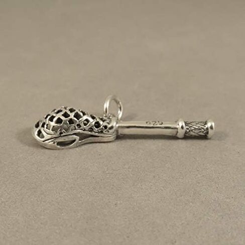 925 Sterling Silver 3-D LACROSSE STICK CHARM Pendant Crosse Field Box Intercross Player New .925 Bracelet Charm SP65 in Saudi Arabia