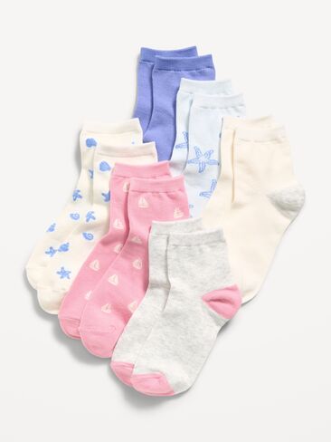 Old Navy Quarter-Crew Socks 6-Pack for Girls - Nautical in Saudi Arabia