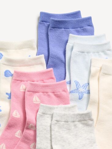 Old Navy Quarter-Crew Socks 6-Pack for Girls - Nautical in Saudi Arabia