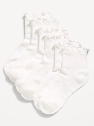 Old Navy Ruffled Athletic Socks 3-Pack for Girls - White Lilies in Saudi Arabia