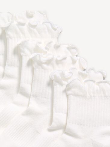 Old Navy Ruffled Athletic Socks 3-Pack for Girls - White Lilies in Saudi Arabia