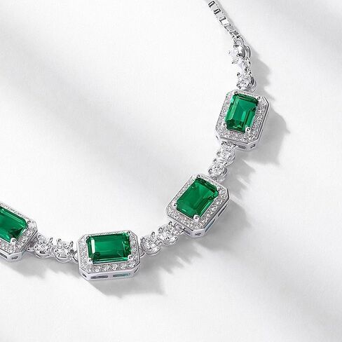 Zyntrazy 5-Stone Lab-Created Emerald Necklace – 18K Gold Plated 925 Sterling Silver, Premium Gift Packaging Included| Elegant Statement Jewelry Gift for Women in Saudi Arabia