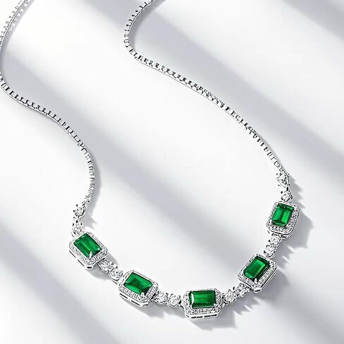 Zyntrazy 5-Stone Lab-Created Emerald Necklace – 18K Gold Plated 925 Sterling Silver, Premium Gift Packaging Included| Elegant Statement Jewelry Gift for Women in Saudi Arabia