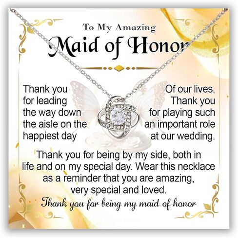 Chiside Thank You Necklace Maid Of Honor, To My Maid Of Honor Necklace, Bridesmaid Necklace Gifts, Maid Of Honor Gifts From Bride, Necklace Gift For Maid Of Honor, Bridesmaid Gifts From Bride in Saudi Arabia