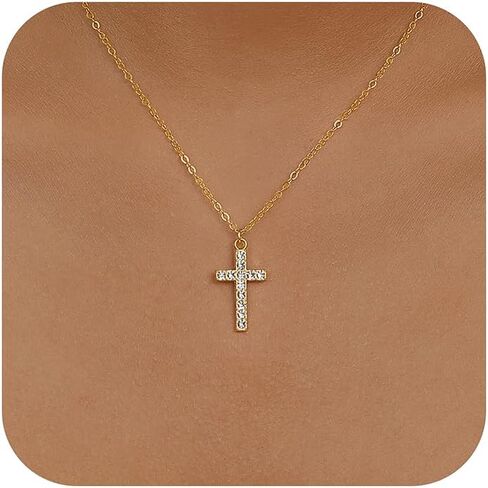 Evabelle Gold Necklace for Women Fish Cross Necklace Hypoallergenic Waterproof 14K Gold Plated Nickel Free Non Tarnish Chain Koi Fish Ocean Beach Cross Pandent Necklace Dainty Jewelry in Saudi Arabia