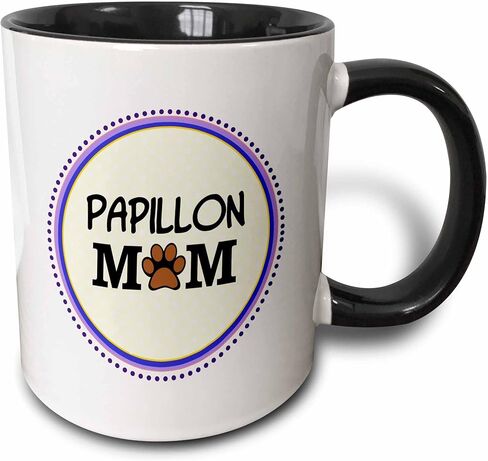3dRose Papillion Dog Mom Mug, 11 oz, Black in Saudi Arabia