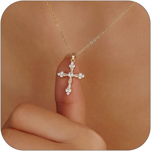 Evabelle Gold Necklace for Women Fish Cross Necklace Hypoallergenic Waterproof 14K Gold Plated Nickel Free Non Tarnish Chain Koi Fish Ocean Beach Cross Pandent Necklace Dainty Jewelry in Saudi Arabia